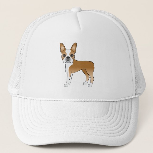 Gorra De Camionero Fawn Boston Terrier Cute Cartog Artwork (Anverso)