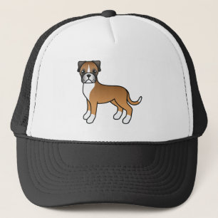 Gorra De Camionero Fawn Boxer Dog Cute Cartog Ilustracion Perro