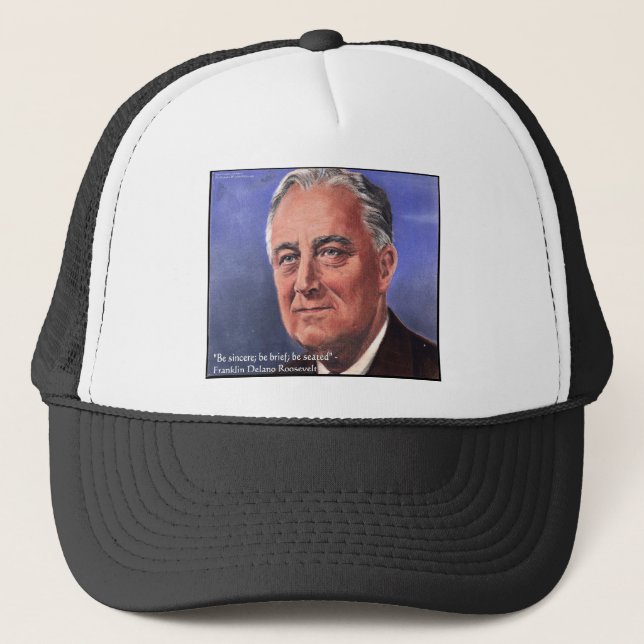 Gorra De Camionero FDR (Roosevelt) "Be Brief" Wisdom Cita Regalos (Anverso)