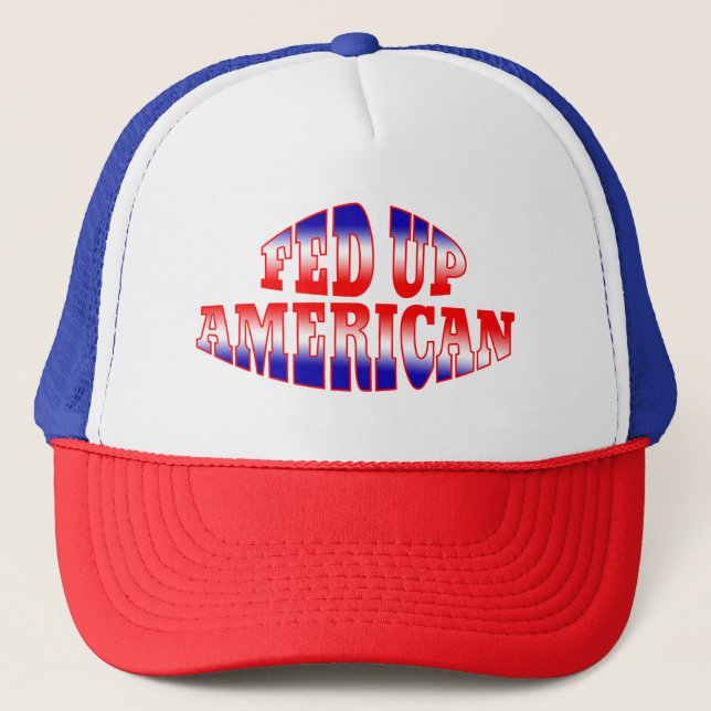 Gorra De Camionero FED UP AMERICAN Red White Blue Patriotic (Anverso)