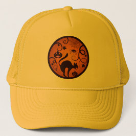 Gorra De Camionero Felices arañas y murciélagos de gatos negros en la
