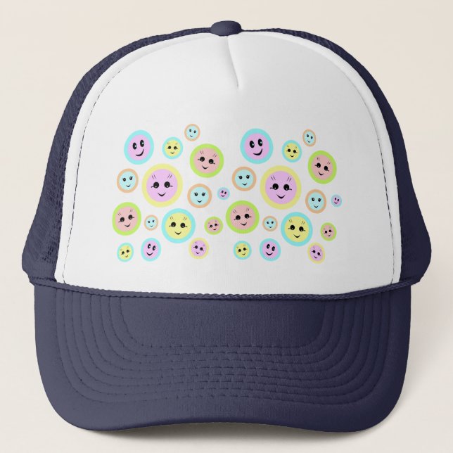 Gorra De Camionero Felices caras en pastel - divertidas y lindas (Anverso)