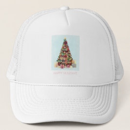 Gorra De Camionero Felices Fiestas. Árbol de Navidad