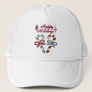 Gorra De Camionero Felices fiestas Candy Cane Heart