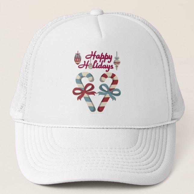 Gorra De Camionero Felices fiestas Candy Cane Heart (Anverso)