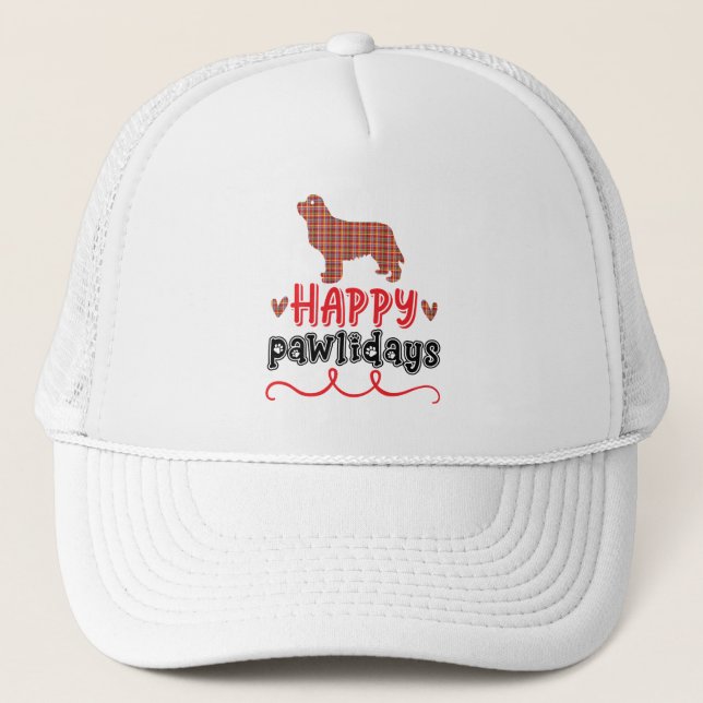 Gorra De Camionero Felices Pawlidays | Divertido juego de palabras (Anverso)