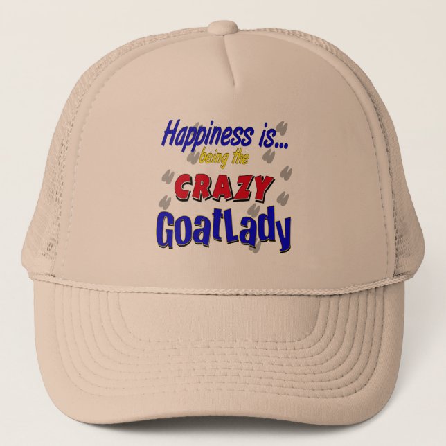Gorra De Camionero Felicidad Crazy Goatlady (Anverso)