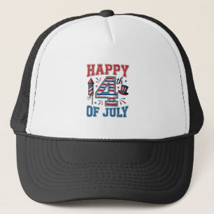 Gorra De Camionero Feliz 4 de julio Diseño vectorial vintage patrióti