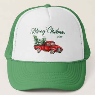 Gorra De Camionero Feliz año navideño Watercolor Clásico Camión R