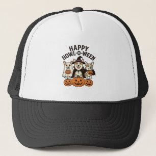Gorra De Camionero Feliz Aullido-O-Ween Corgi Halloween Perro Vector