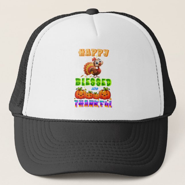 Gorra De Camionero Feliz Bendito Y Agradecido (Anverso)