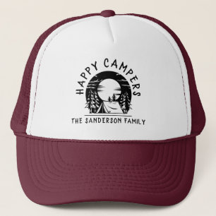 Gorra De Camionero Feliz Campers Familia Nombre Camping Viaje Blanco 