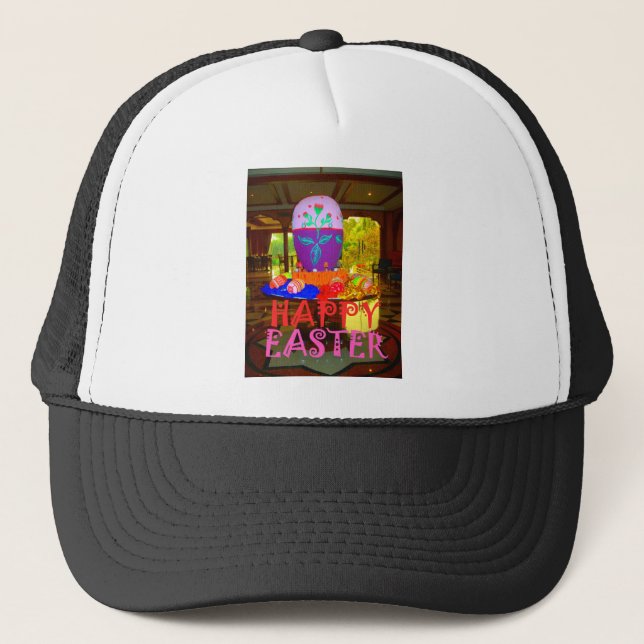 Gorra De Camionero Feliz centro de Huevo de Pascua para primavera (Anverso)
