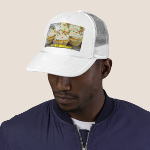 Gorra De Camionero Feliz cumpleaños Amarillo texto cinco pasteles peq