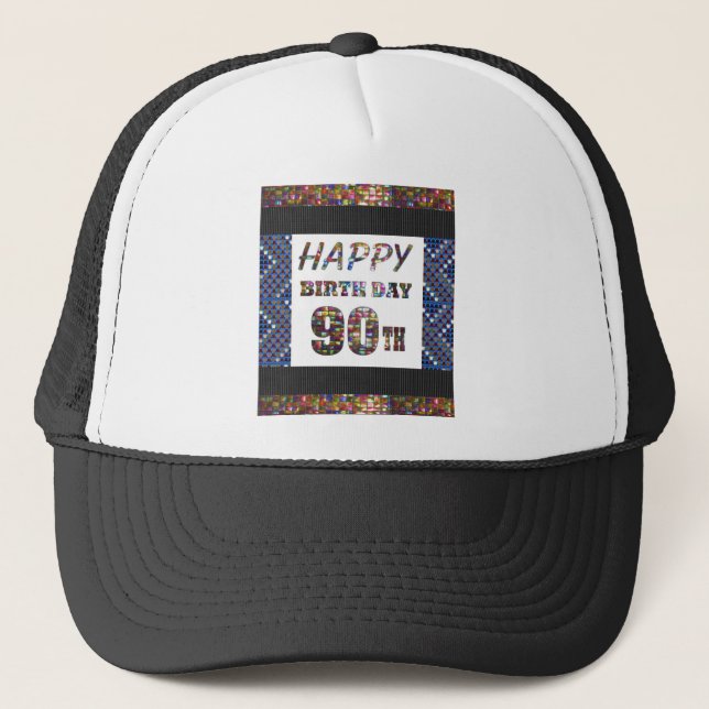 Gorra De Camionero feliz cumpleaños happybirthday 90 noventa 90.o (Anverso)