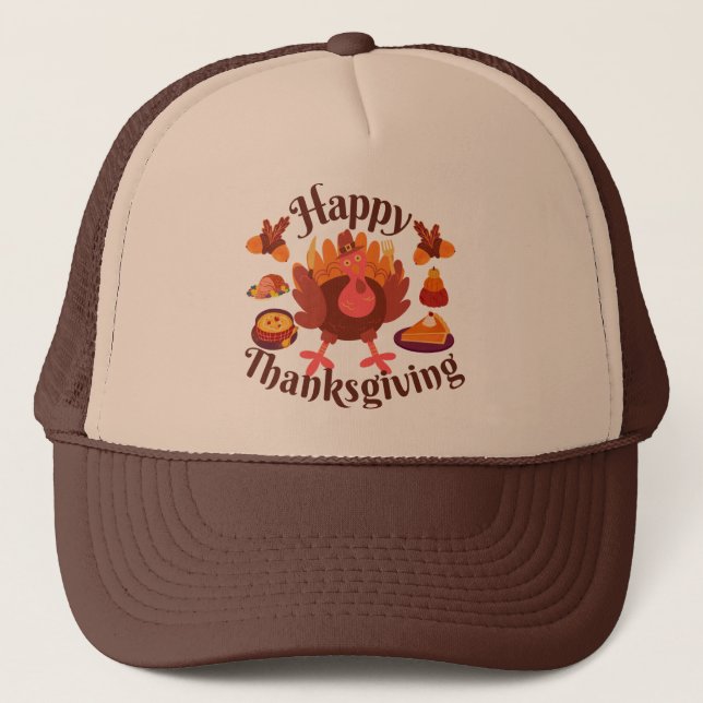 Gorra De Camionero Feliz Día de Acción de Gracias (Anverso)