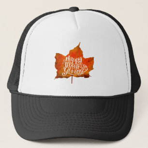 GORRA DE CAMIONERO FELIZ DÍA DE ACCIÓN DE GRACIAS HOJAS DE OTÑO HOJA 