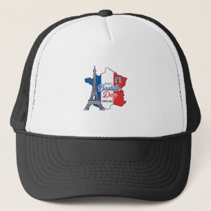 Gorra De Camionero Feliz Día de la Bastilla Francia Mapa Torre Eiffel