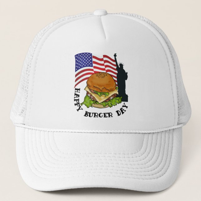 Gorra De Camionero Feliz día de la hamburguesa (Anverso)