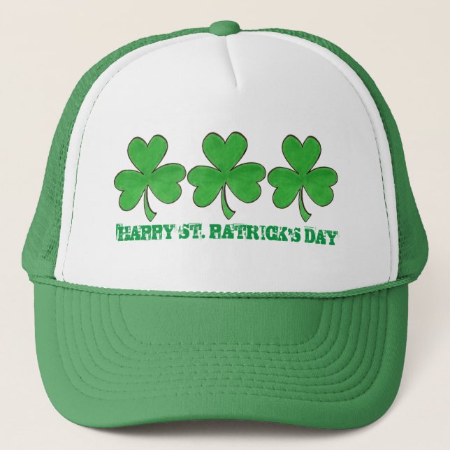 Gorra De Camionero Feliz Día de San Patricio Verde Shamrock (Anverso)