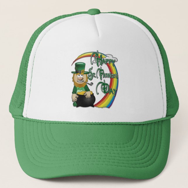 Gorra De Camionero Feliz Día de Santa Patrocinadores Leprechaun (Anverso)
