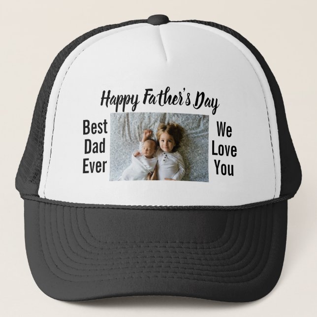 Gorra De Camionero Feliz Día del Padre Mejor papá jamás texto de foto (Anverso)