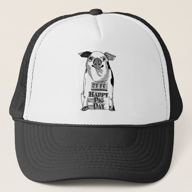 Gorra De Camionero Feliz Día Nacional del Cerdo (Anverso)
