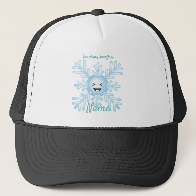 Gorra De Camionero Feliz Emoticon de Snowflake Thunder_Cove (Anverso)