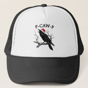 Gorra De Camionero Feliz F-Caw-F Divertida Navidad Cuervo Negro F Caw