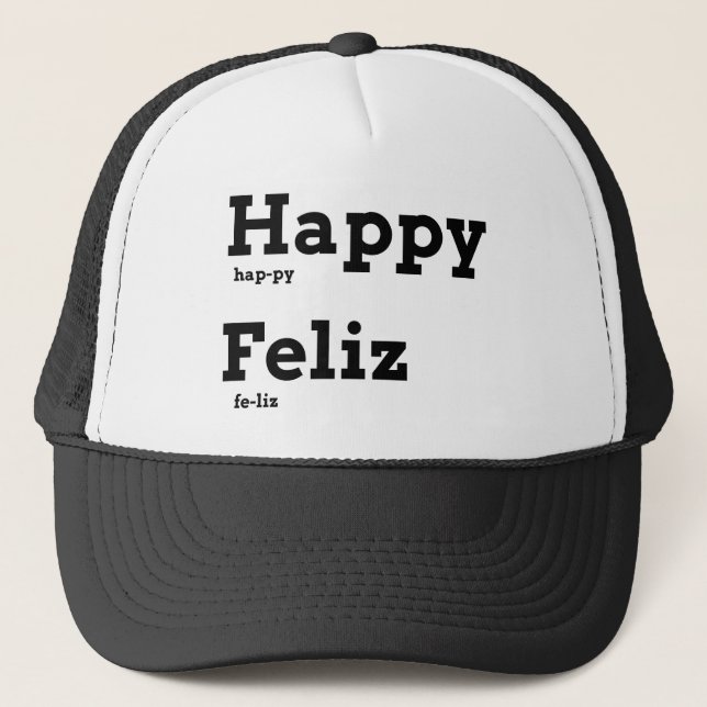 Gorra De Camionero Feliz Feliz Feliz Feliz Feliz Fashion Language Fla (Anverso)