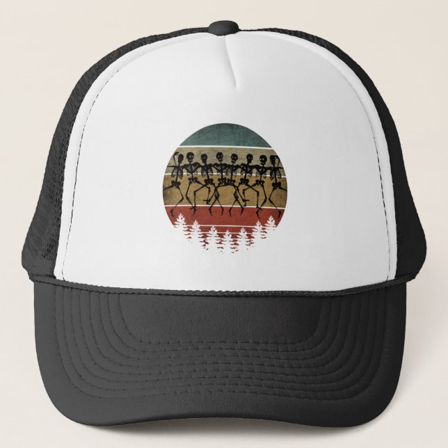 GORRA DE CAMIONERO FELIZ HALLOWEEN BAILE DE ESQUELETOS (Anverso)