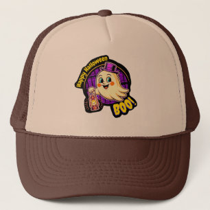 Gorra De Camionero Feliz Halloween BOO! Adorable Fantasma Retro con L