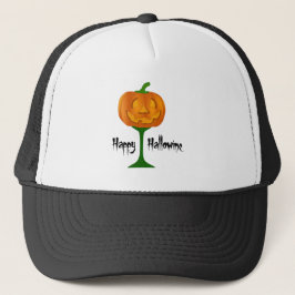 Gorra De Camionero Feliz Halloween de Vino de Calabaza de Hallowine