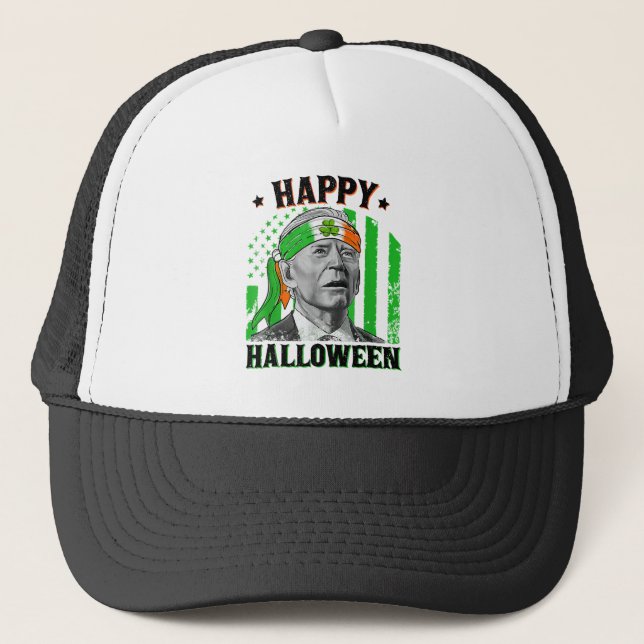 Gorra De Camionero Feliz Halloween Funny Joe Biden St Patricks Day Fl (Anverso)