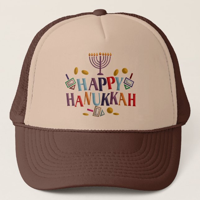 Gorra De Camionero Feliz Hanukkah (Anverso)