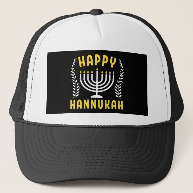 Gorra De Camionero Feliz Hanukkah (Anverso)