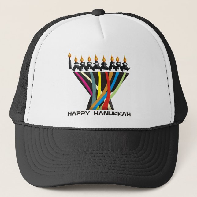 Gorra De Camionero Feliz Hanukkah (Anverso)