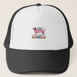 Gorra De Camionero Feliz Hanukkah Dachshund Menorah Diseño de Camiset
