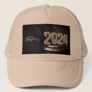 Gorra De Camionero Feliz Navidad 2024 Impreso Festivo Caqui