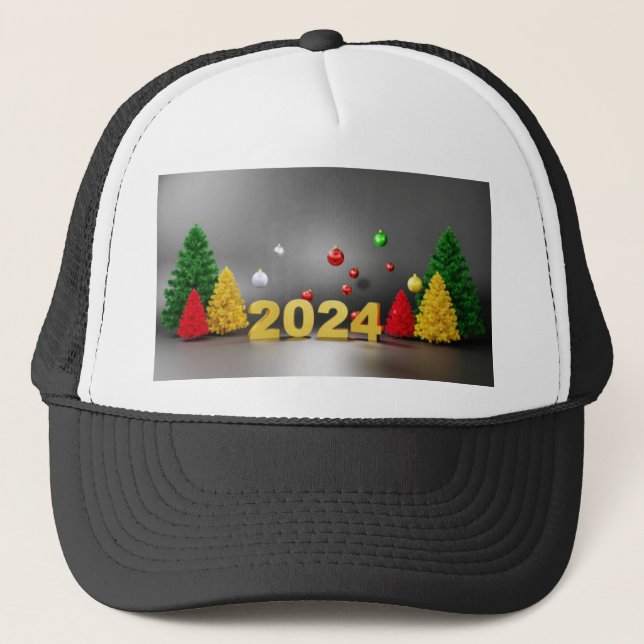 Gorra De Camionero Feliz Navidad con imagen impresa del año 2024 (Anverso)