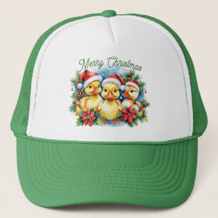Gorra De Camionero Feliz Navidad Fuzzy Baby Santa Patitos