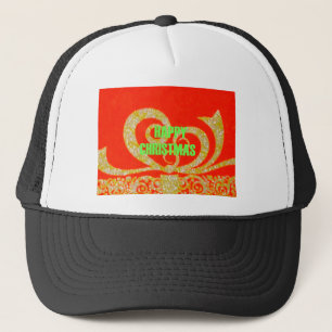 Gorra De Camionero Feliz Navidad Golden Red Snowflex.jpg