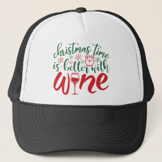 Gorra De Camionero Feliz Navidad, mejor con el vino