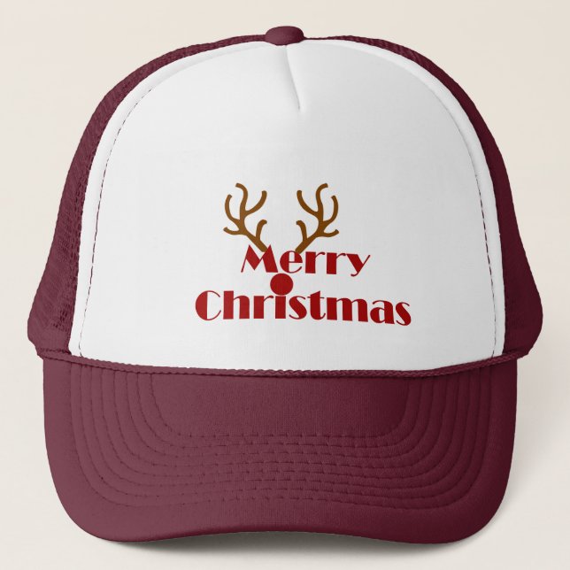 Gorra De Camionero Feliz navidad navideña feliz saludo con renos (Anverso)