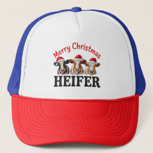 Gorra De Camionero Feliz Navidad Novilla Vaca Divertida Navidad Fiest