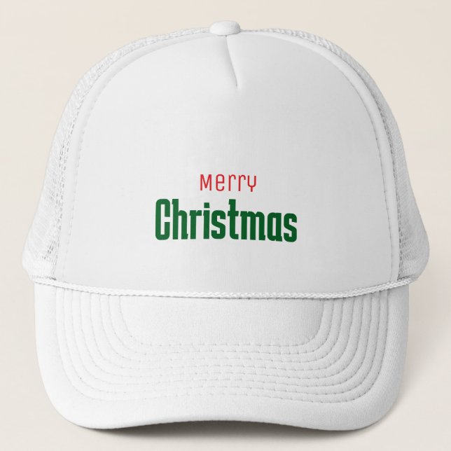 Gorra De Camionero Feliz Navidad personalizado elegante rojo y verde (Anverso)