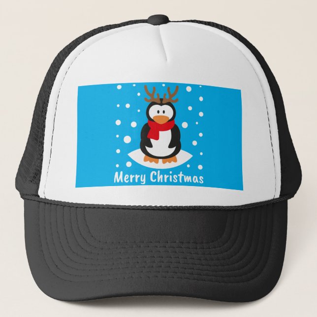 Gorra De Camionero Feliz Navidad Pingüino (Anverso)