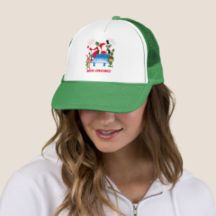 Gorra De Camionero Feliz Navidad Quiropractico Santa y Duendes