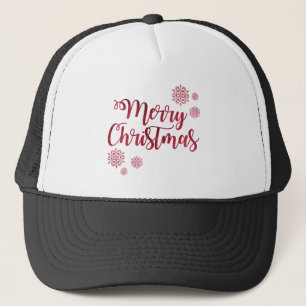 Gorra De Camionero Feliz Navidad Tipografía de copo de nieve rojo