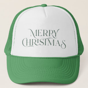 Gorra De Camionero Feliz Navidad tipografía elegante verde